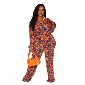PrettyLittleThing Size 20 Floral Wide-Leg Sheer Pants  20 NWT